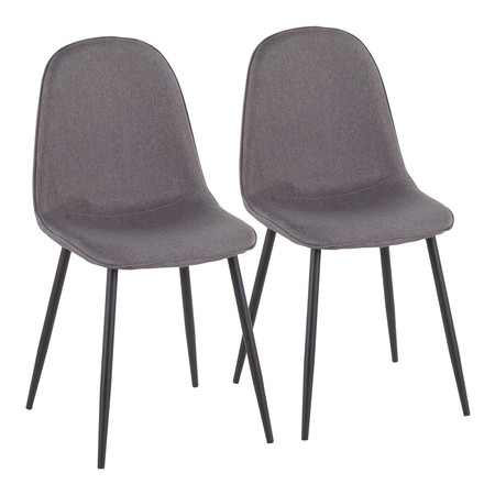 LUMISOURCE Pebble Chair in Black Steel and Charcoal Fabric, PK 2 CH-PEBBLE BKCHAR2